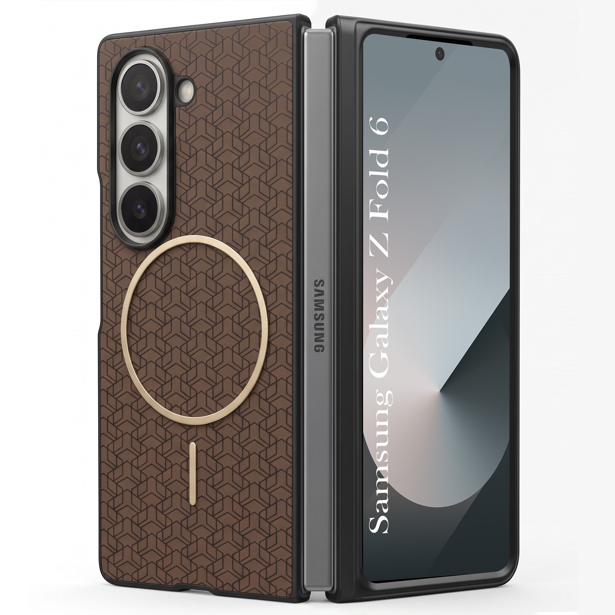 For Samsung Galaxy Z Fold 6 Back Cover Case Leather Finish (MagSafe Wireless Charging Compatible | Inside Microfiber Cloth)