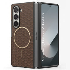 For Samsung Galaxy Z Fold 6 Back Cover Case Leather Finish (MagSafe Wireless Charging Compatible | Inside Microfiber Cloth)