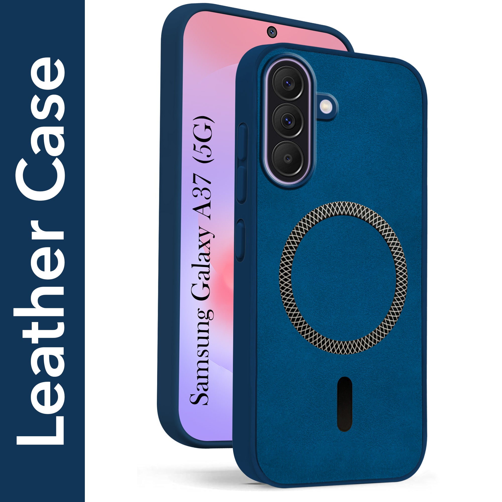 For Samsung Galaxy A37 5G Back Cover Case Leather Finish (MagSafe Compatible Wireless Charging | Soft Touch | Camera Bump Protection)