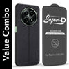 For Realme C65 5G Combo with Back Cover and 9H Tempered Glass (Textured Grip Design | Micro-Fiber Cloth Inside | Oleophobic Coating Screen Glass)