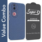 For Vivo V50 | Vivo V50e Combo with Back Cover and 9H Tempered Glass (Liquid Silicone | Camera Protection | Oleophobic Coating Screen Glass)