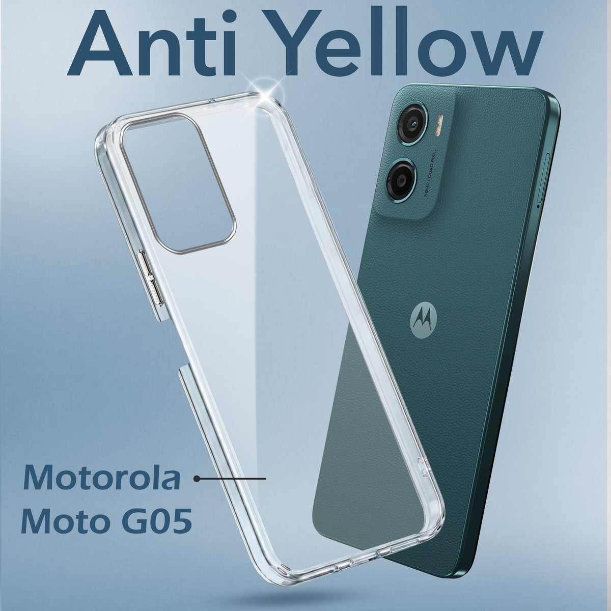 For Motorola Moto G05 Back Cover Case Lifetime Anti-Yellow Clear (Sleek Hard Crystal | Shockproof and Camera Protection)