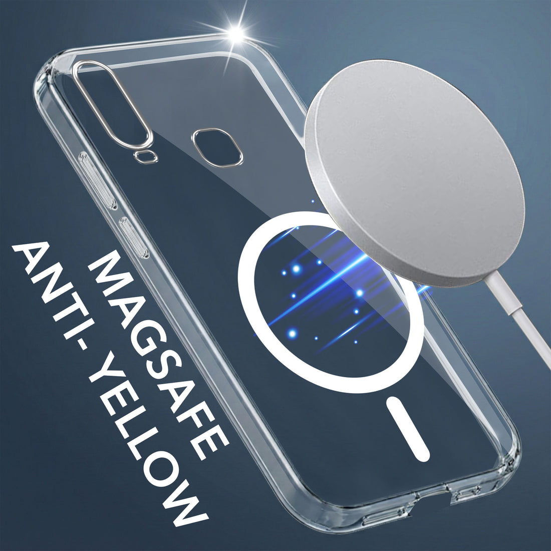 For Vivo U10 Back Cover Case Lifetime Anti-Yellow MagSafe Compatible Clear (Sleek Hard Crystal | Shockproof and Camera Protection)