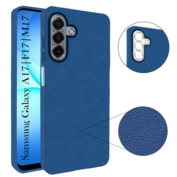 For Samsung Galaxy A17 5G | Samsung Galaxy F17 | Samsung Galaxy M17 Back Cover Case (Glass Like Camera Protection | Leather Feel | Minimalist Professional Grip)