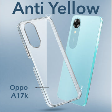 For Oppo A17K Back Cover Case Lifetime Anti-Yellow Clear (Sleek Hard Crystal | Shockproof and Camera Protection)