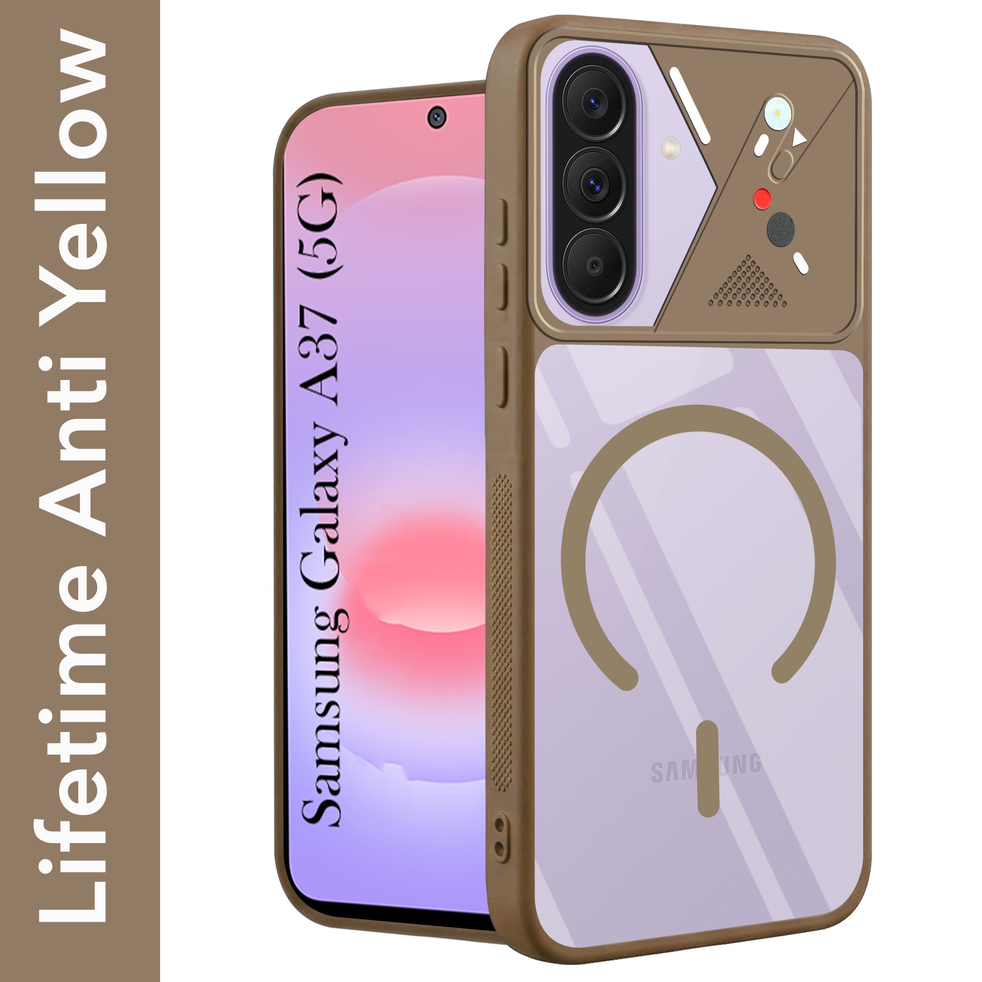 For Samsung Galaxy A37 5G Back Cover Case Lifetime Anti-Yellow Clear (Camera Protection | Side Grip | Wireless MagSafe Compatible)
