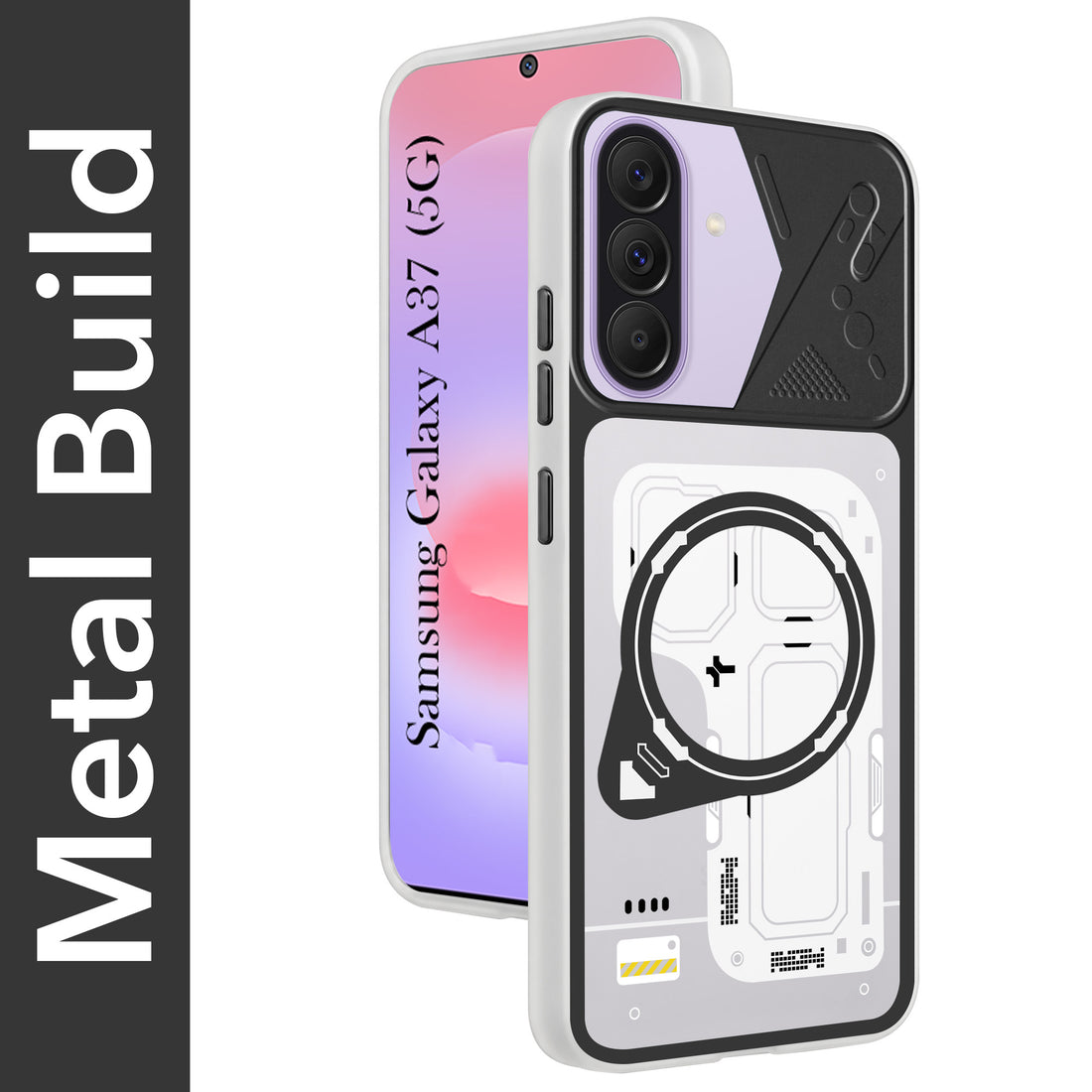 For Samsung Galaxy A37 5G Metallic Back Cover Case (Metallic Camera Protection & Buttons | Translucent Milky Shade | Hard Polycarbonate)