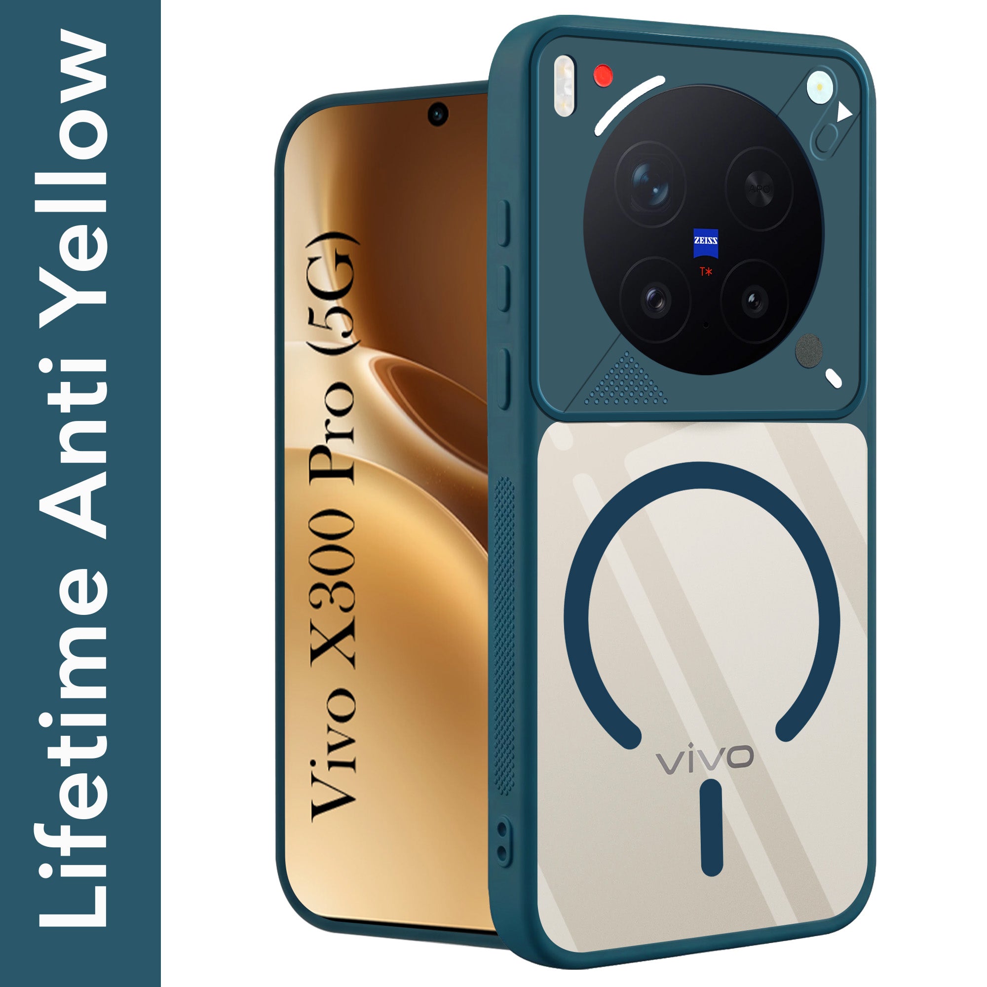 For Vivo X300 Pro Back Cover Case Lifetime Anti-Yellow Clear (Camera Protection | Side Grip | Wireless MagSafe Compatible)