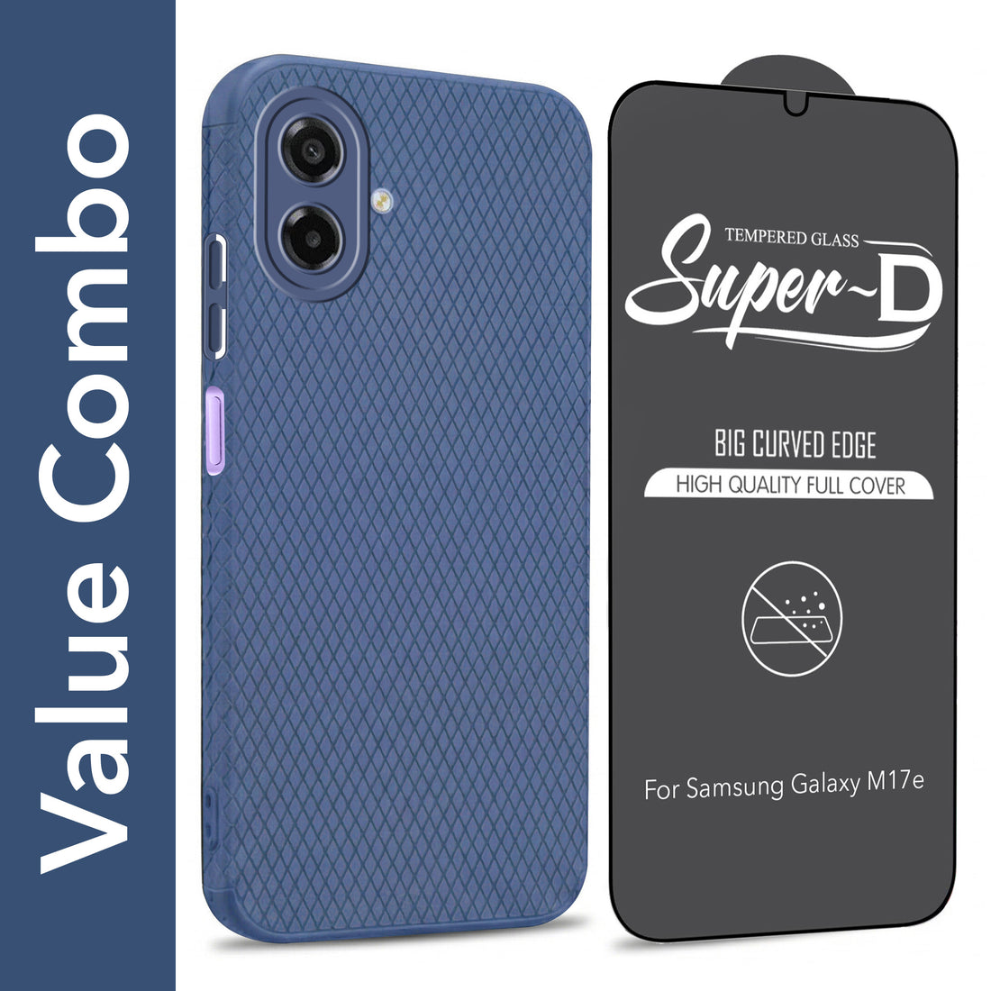 For Samsung Galaxy M17e Combo with Back Cover and 9H Tempered Glass (Liquid Silicone | Camera Protection | Oleophobic Coating Screen Glass)