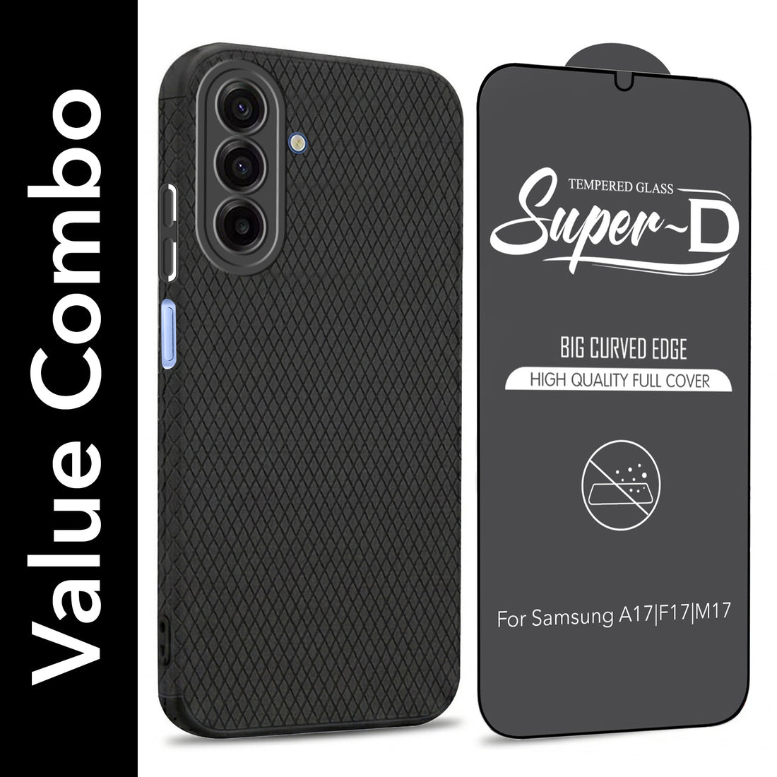 For Samsung Galaxy A17 | Samsung F17 | Samsung M17 5G Combo with Back Cover and 9H Tempered Glass (Liquid Silicone | Camera Protection | Oleophobic Coating Screen Glass)