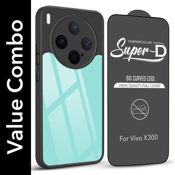For Vivo X300 5G Combo with Back Cover and 9H Tempered Glass (Lifetime Anti-Yellow | Crystal Clear Shockproof | Oleophobic Coating Screen Glass)