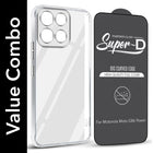 For Motorola Moto G86 Power Combo with Back Cover and 9H Tempered Glass (Lifetime Anti-Yellow | Sleek Hard Crystal | Oleophobic Coating Screen Glass)