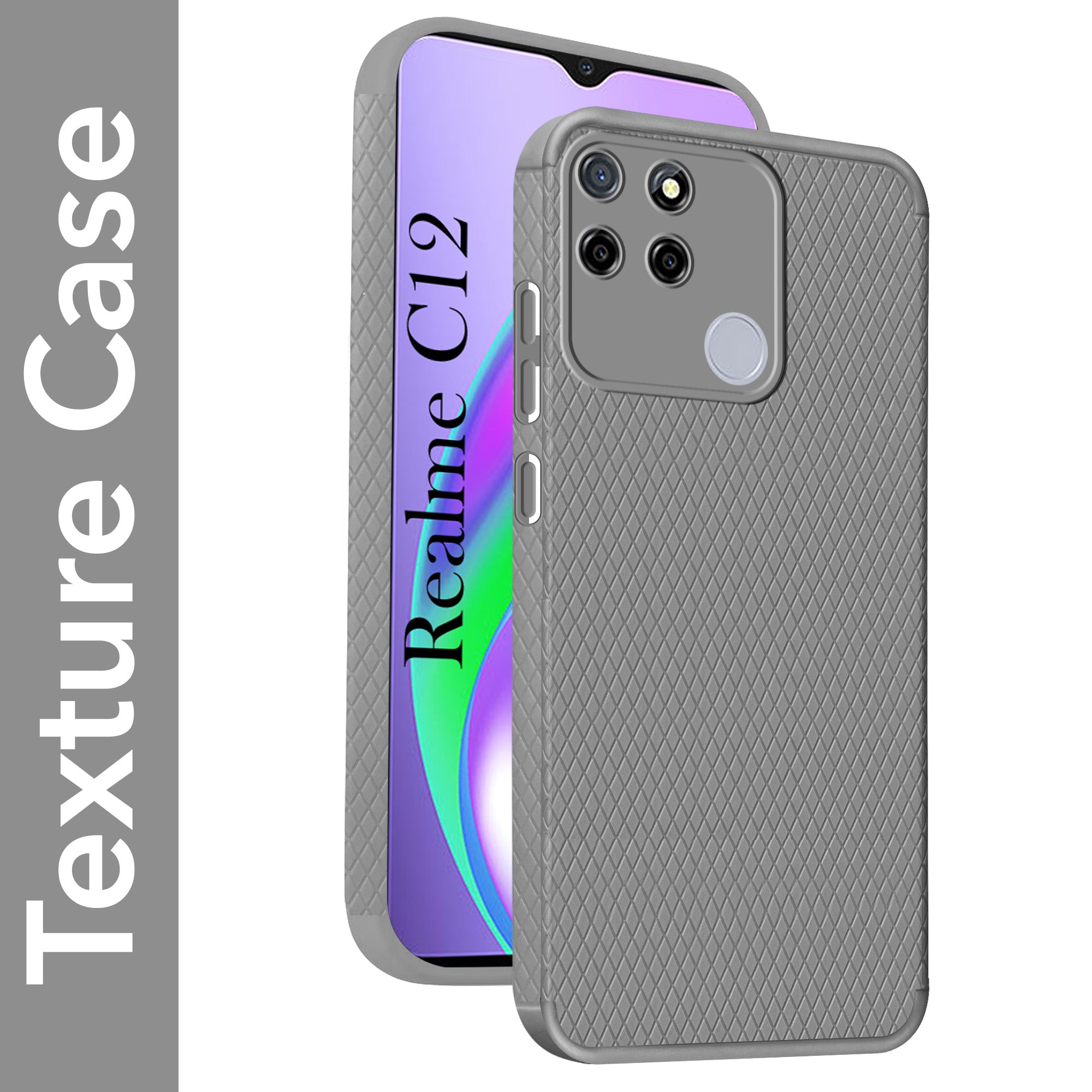 For Realme C12 Back Cover Case Liquid Silicone (Camera Protection | Side Grip Texture | Soft and Flexible)