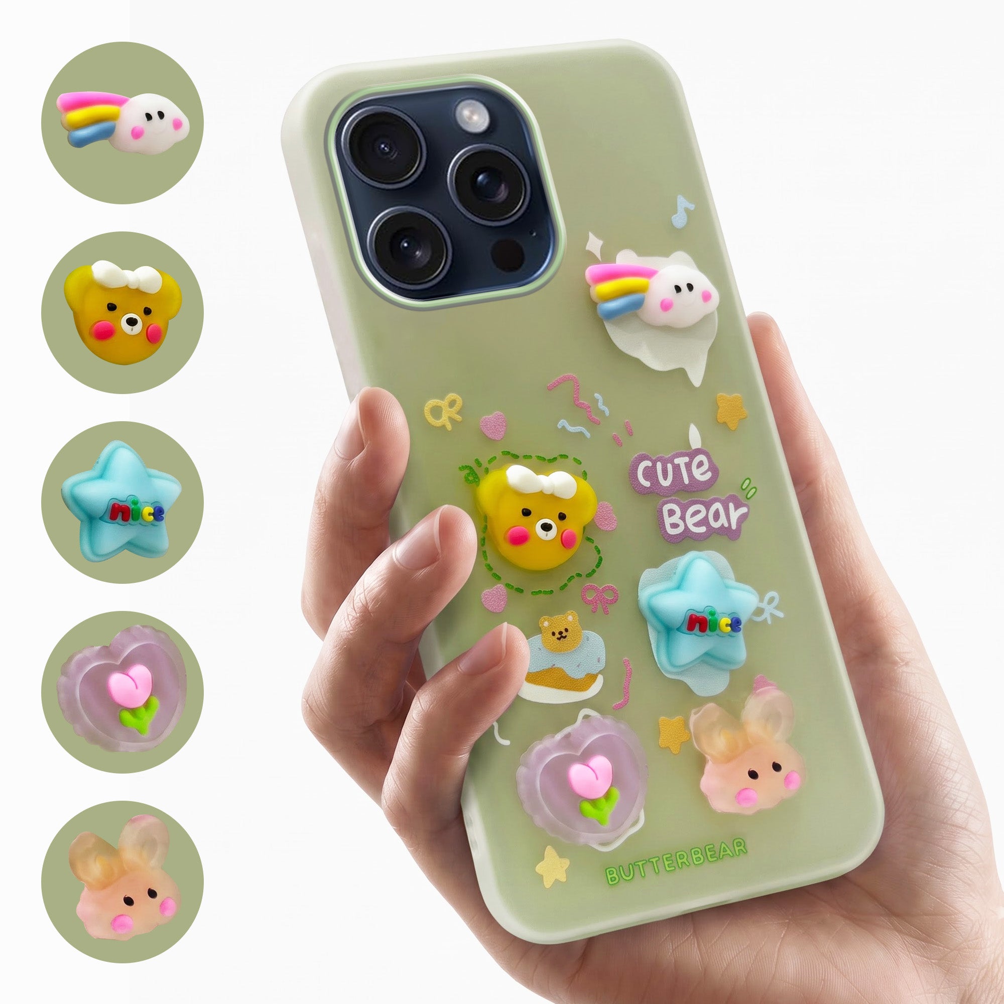 For Apple iPhone 15 Pro Max Back Cover Case (3D Cute Cartoons | Hard Back Side Soft | Matte Premium Finish | HD Printing)