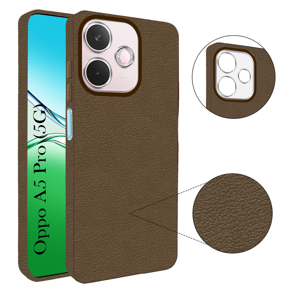 For Oppo A5 Pro Back Cover Case (Glass Like Camera Protection | Leather Feel | Minimalist Professional Grip)