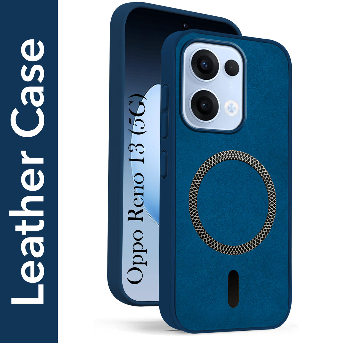 For Oppo Reno13 5G | Oppo Reno 13 5G Back Cover Case Leather Finish (MagSafe Compatible Wireless Charging | Soft Touch | Camera Bump Protection)