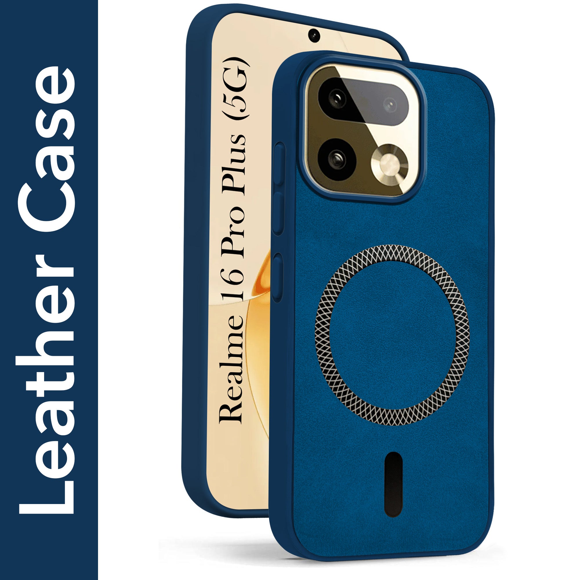 For Realme 16 Pro Plus 5G Back Cover Case Leather Finish (MagSafe Compatible Wireless Charging | Soft Touch | Camera Bump Protection)