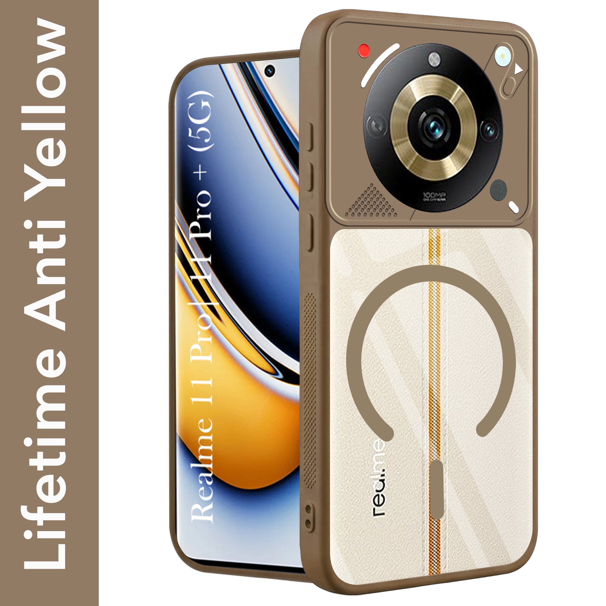 For Realme 11 Pro 5G | Realme 11 Pro Plus 5G Back Cover Case Lifetime Anti-Yellow Clear (Camera Protection | Side Grip | Wireless MagSafe Compatible)