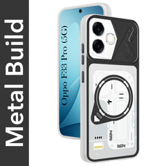 For Oppo F33 Pro 5G Metallic Back Cover Case (Metallic Camera Protection & Buttons | Translucent Milky Shade | Hard Polycarbonate)