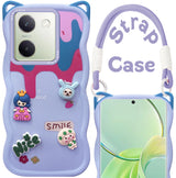 For Vivo Y300 Plus Back Case Cover Strap(3D embossed Figures | Strap Holder | 360* Soft Cushion with Camera Bump)