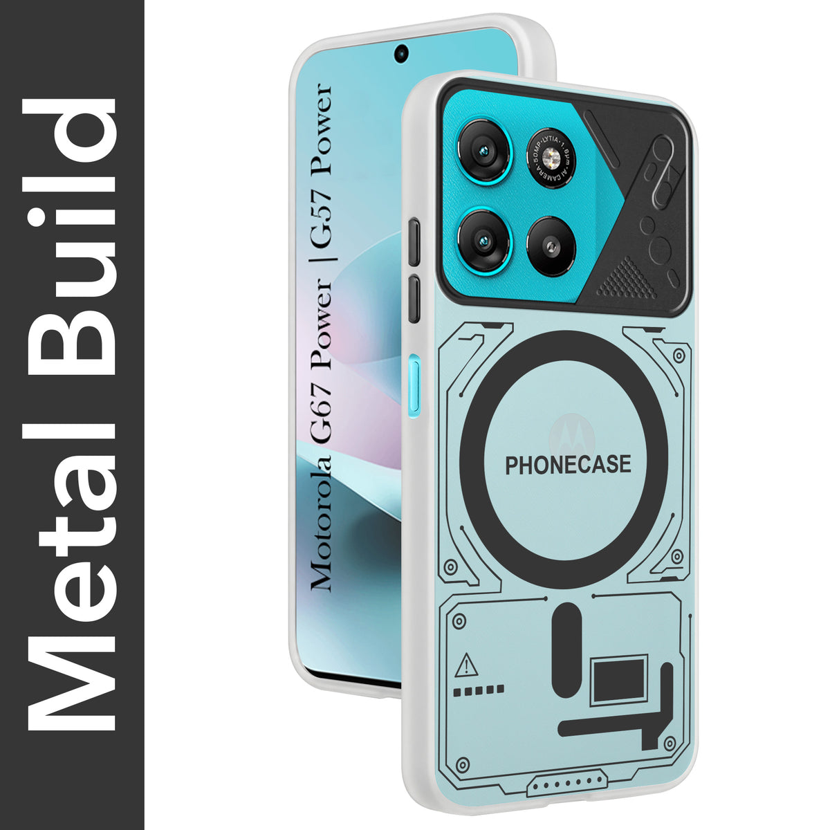 For Motorola Moto G67 Power | G57 Power Metallic Back Cover Case (Metallic Camera Protection & Buttons | Translucent Milky Shade | Hard Polycarbonate)