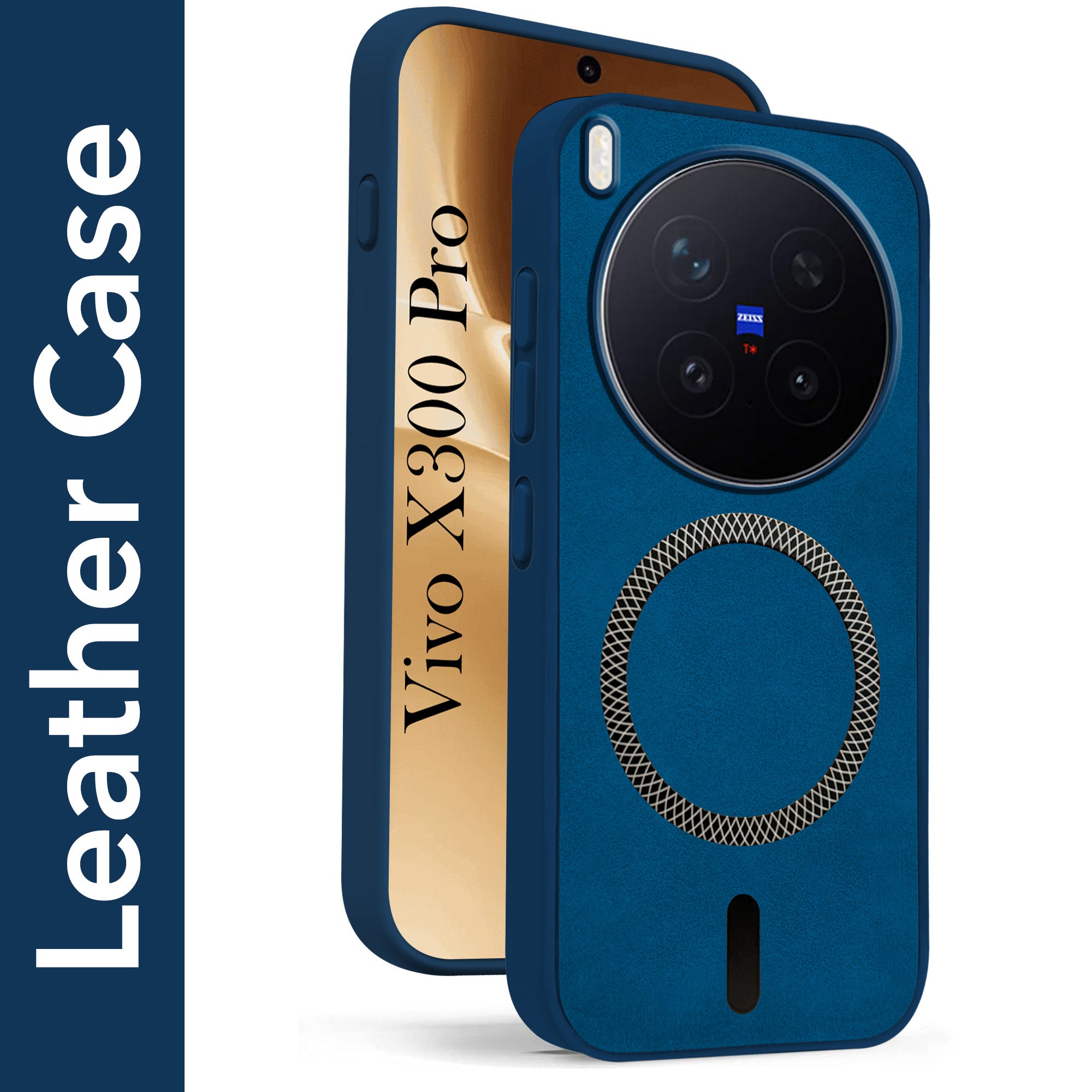 For Vivo X300 Pro Back Cover Case Leather Finish (MagSafe Compatible Wireless Charging | Soft Touch | Camera Bump Protection)