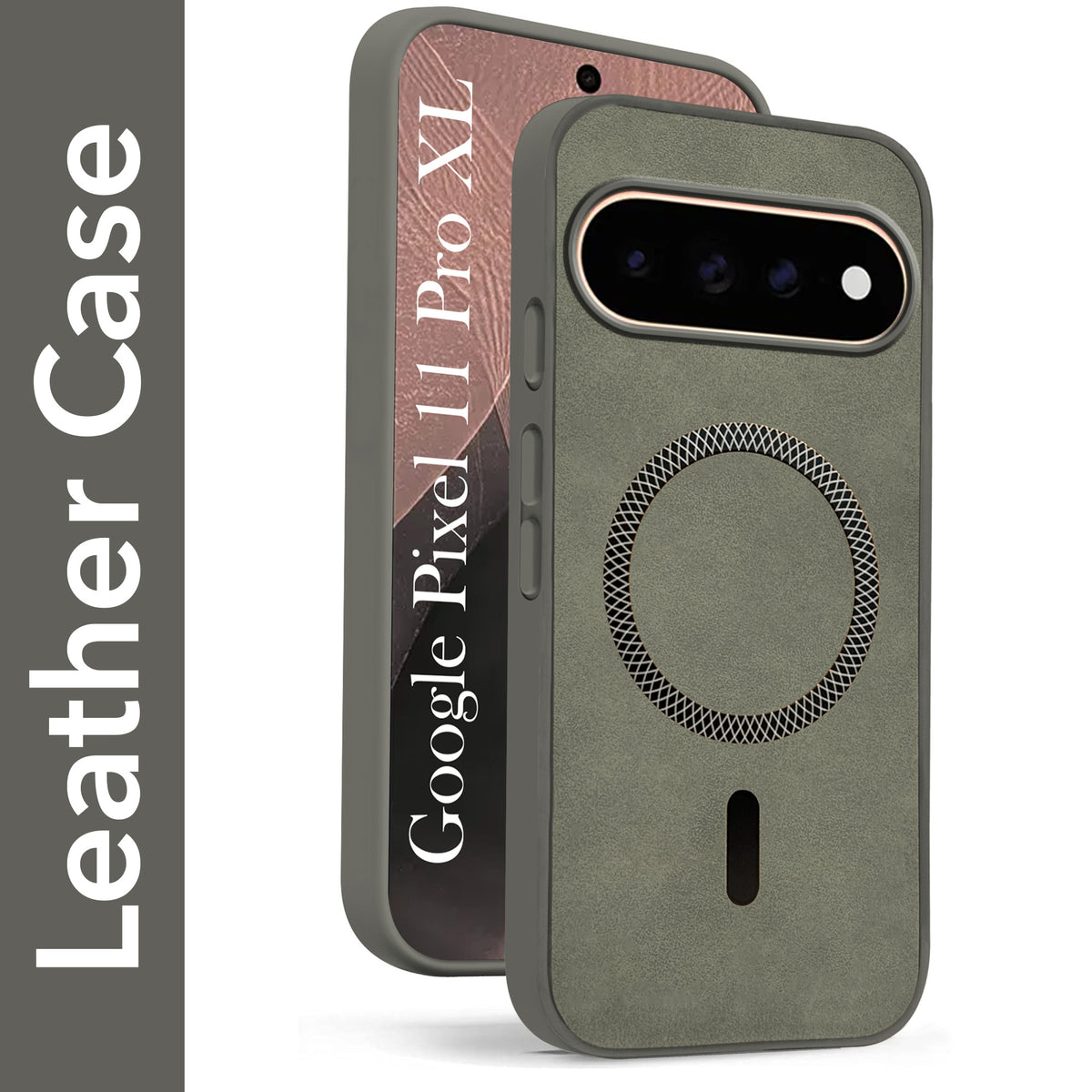 For Google Pixel 11 Pro XL Back Cover Case Leather Finish (MagSafe Compatible Wireless Charging | Soft Touch | Camera Bump Protection)