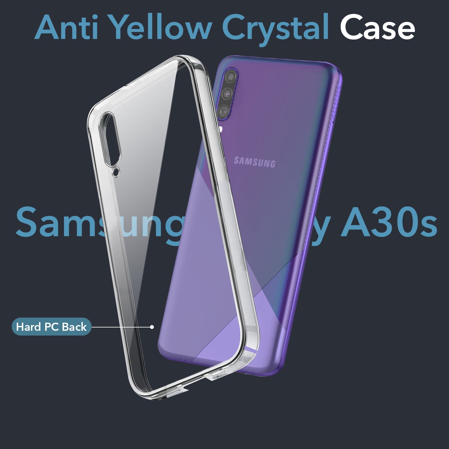 For Samsung Galaxy A30s Back Cover Case (Hard Anti Yellow Clear Case | Sleek Hard Crystal Clear | Drop & Camera Protection | Shockproof Polycarbonate)