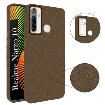 For Realme Narzo 10 Back Cover Case (Glass Like Camera Protection | Leather Feel | Minimalist Professional Grip)