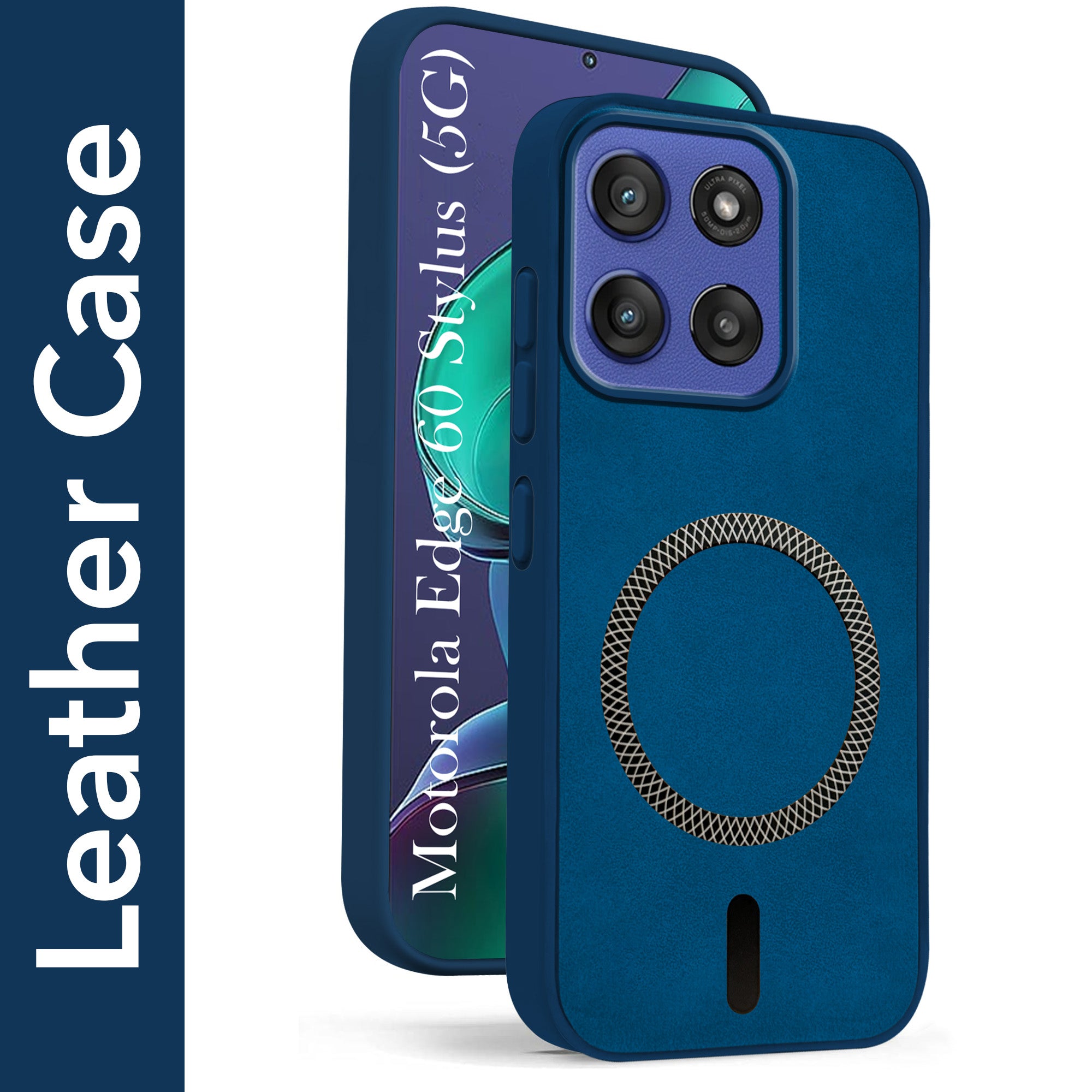 For Motorola Moto Edge 60 Stylus Back Cover Case Leather Finish (MagSafe Compatible Wireless Charging | Soft Touch | Camera Bump Protection)