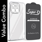 For Realme 16 Pro Combo with Back Cover and 9H Tempered Glass (Lifetime Anti-Yellow | Sleek Hard Crystal | Oleophobic Coating Screen Glass)