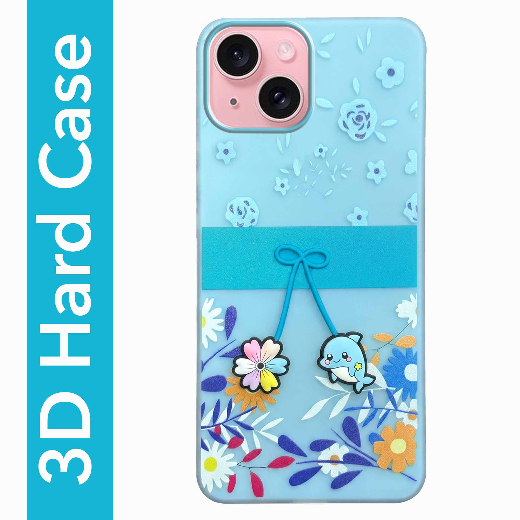 For Apple iPhone 15 Back Cover Case (3D Cute Cartoons | Hard Back Side Soft | Matte Premium Finish | HD Printing)