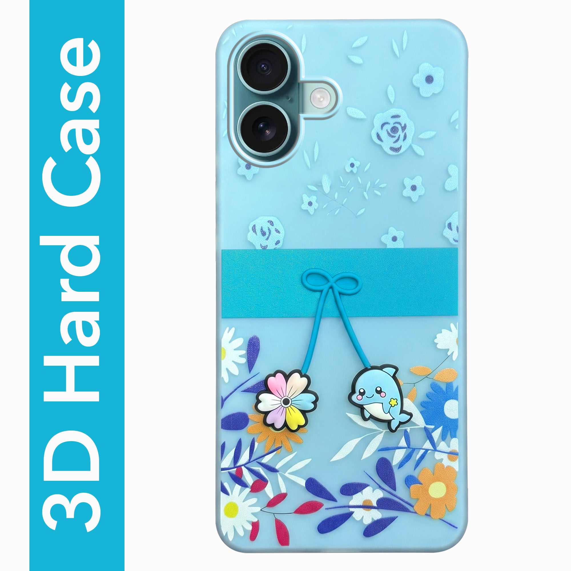 For Apple iPhone 16 Back Cover Case (3D Cute Cartoons | Hard Back Side Soft | Matte Premium Finish | HD Printing)