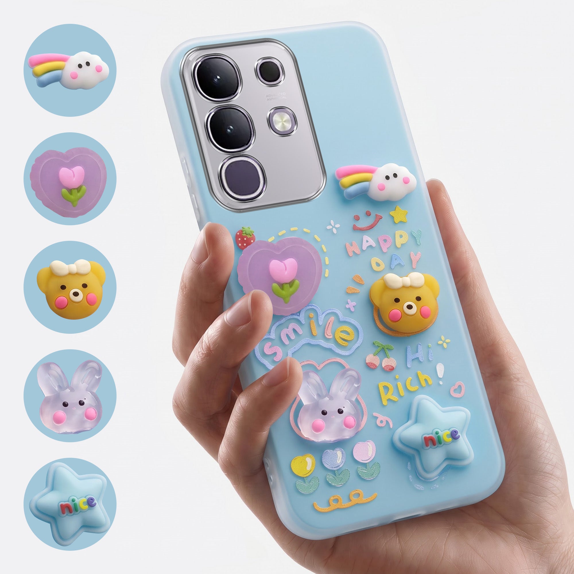 For Vivo T4x | Vivo Y31 Pro Back Cover Case (Cute 3D cartoon charms design | Slim Aesthetic Case for Girls | Camera Protection | Hard Unbreakable)
