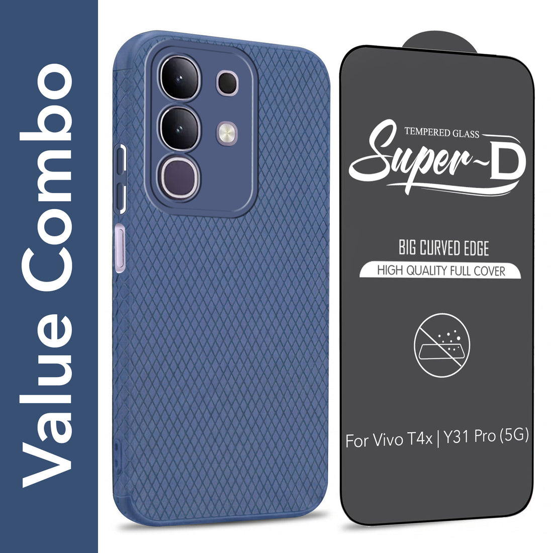 For Vivo T4x | Vivo Y31 Pro Combo with Back Cover and 9H Tempered Glass (Liquid Silicone | Camera Protection | Oleophobic Coating Screen Glass)