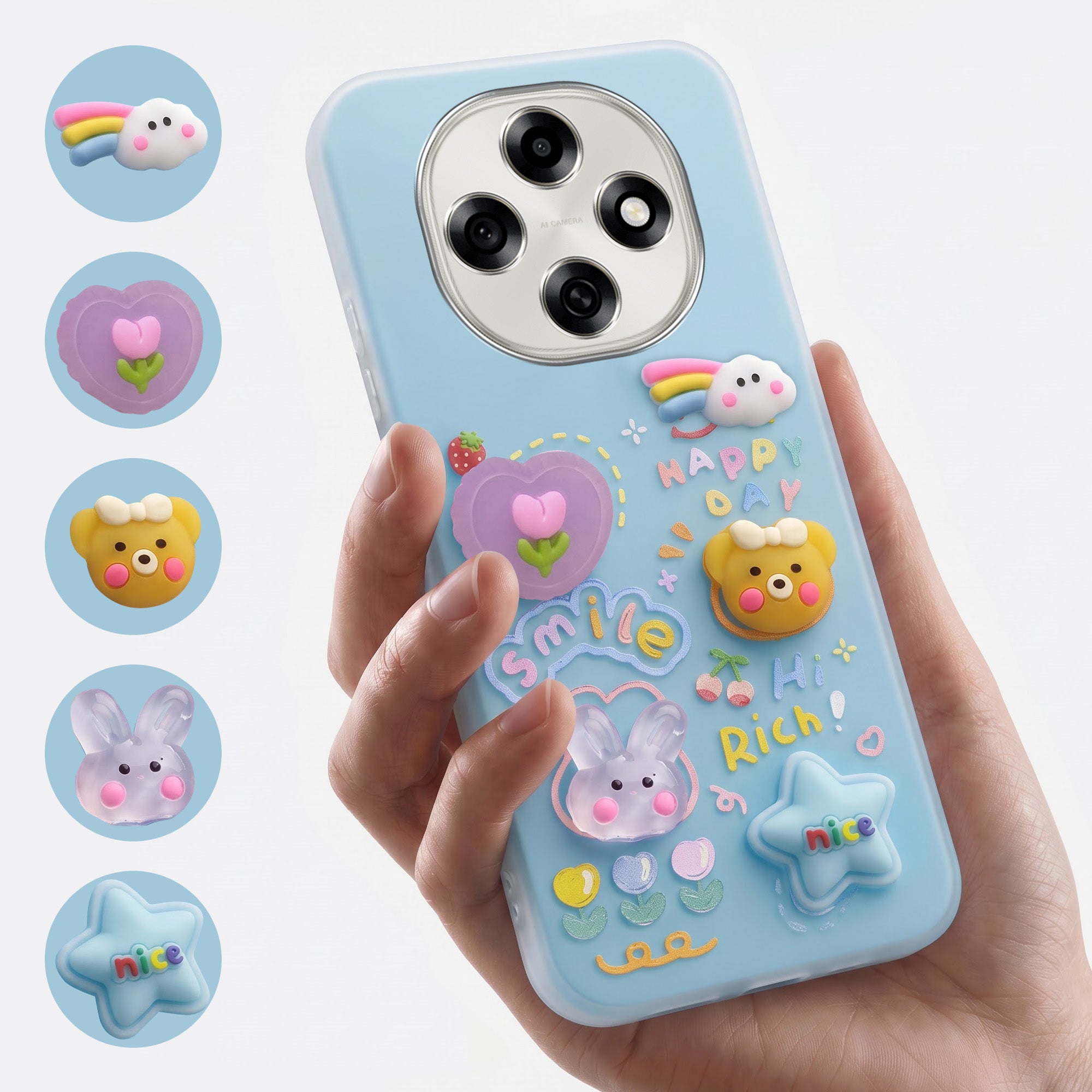 For Oppo F31 Pro Back Cover Case (3D Cute Cartoons | Hard Back Side Soft | Matte Premium Finish | HD Printing)