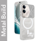 For Vivo Y19 | Vivo Y19e | Vivo T4 Lite Metallic Back Cover Case (Metallic Camera Protection & Buttons | Translucent Milky Shade | Hard Polycarbonate)