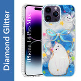 For Apple iPhone 14 Pro Max Back Cover Case (Luxury Floral Glitter Cute Butterfly | Diamond Studded Camera Bump | Girls & Women Design)