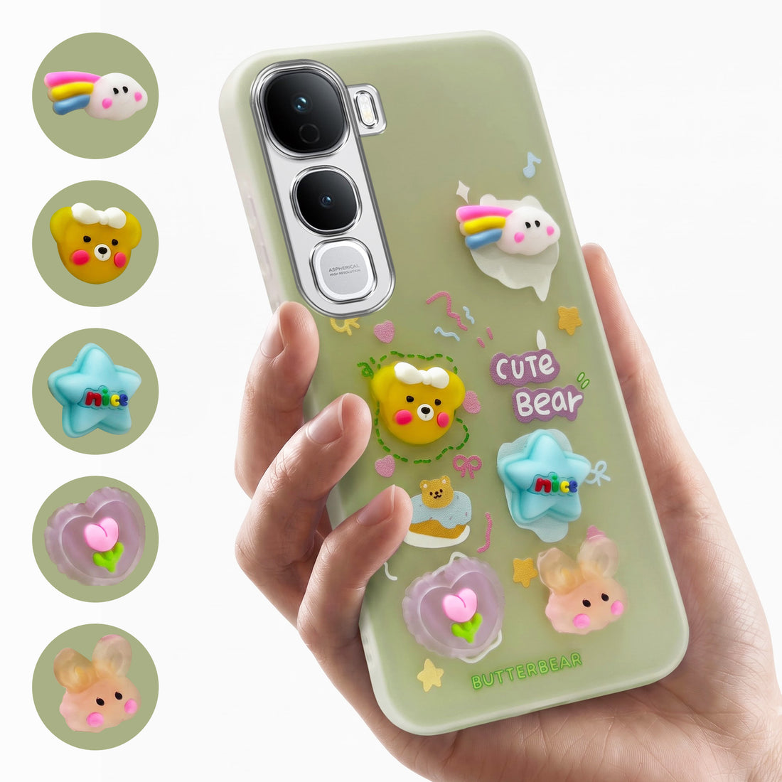 For Vivo Y400 Pro Back Cover Case (Cute 3D cartoon charms design | Slim Aesthetic Case for Girls | Camera Protection | Hard Unbreakable)