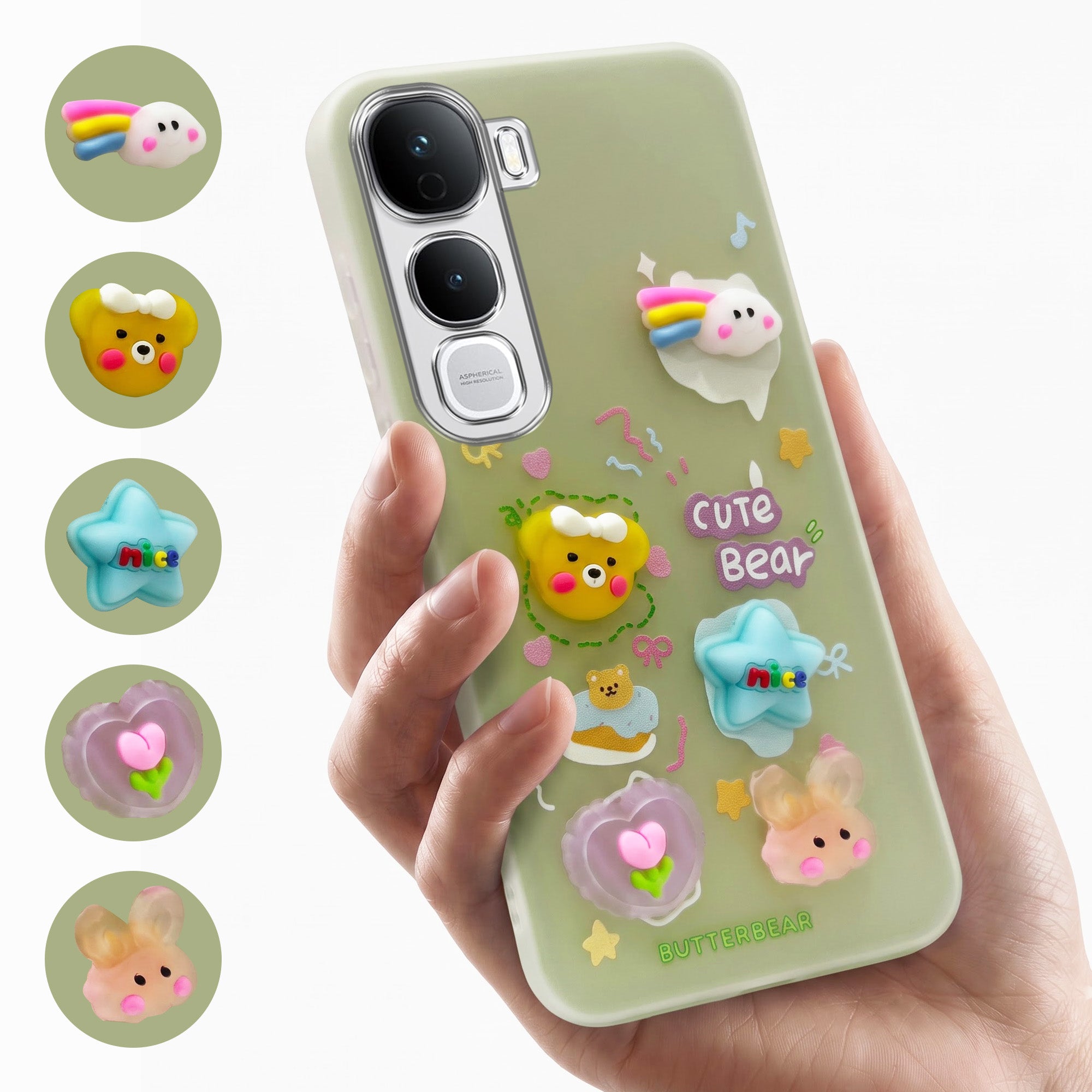 For Vivo Y400 Pro Back Cover Case (Cute 3D cartoon charms design | Slim Aesthetic Case for Girls | Camera Protection | Hard Unbreakable)