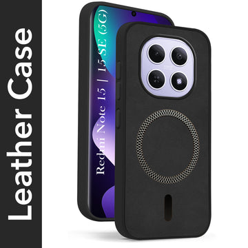 For Xiaomi Redmi Note 15 5G | Redmi Note 15 SE 5G Back Cover Case Leather Finish (MagSafe Compatible Wireless Charging | Soft Touch | Camera Bump Protection)
