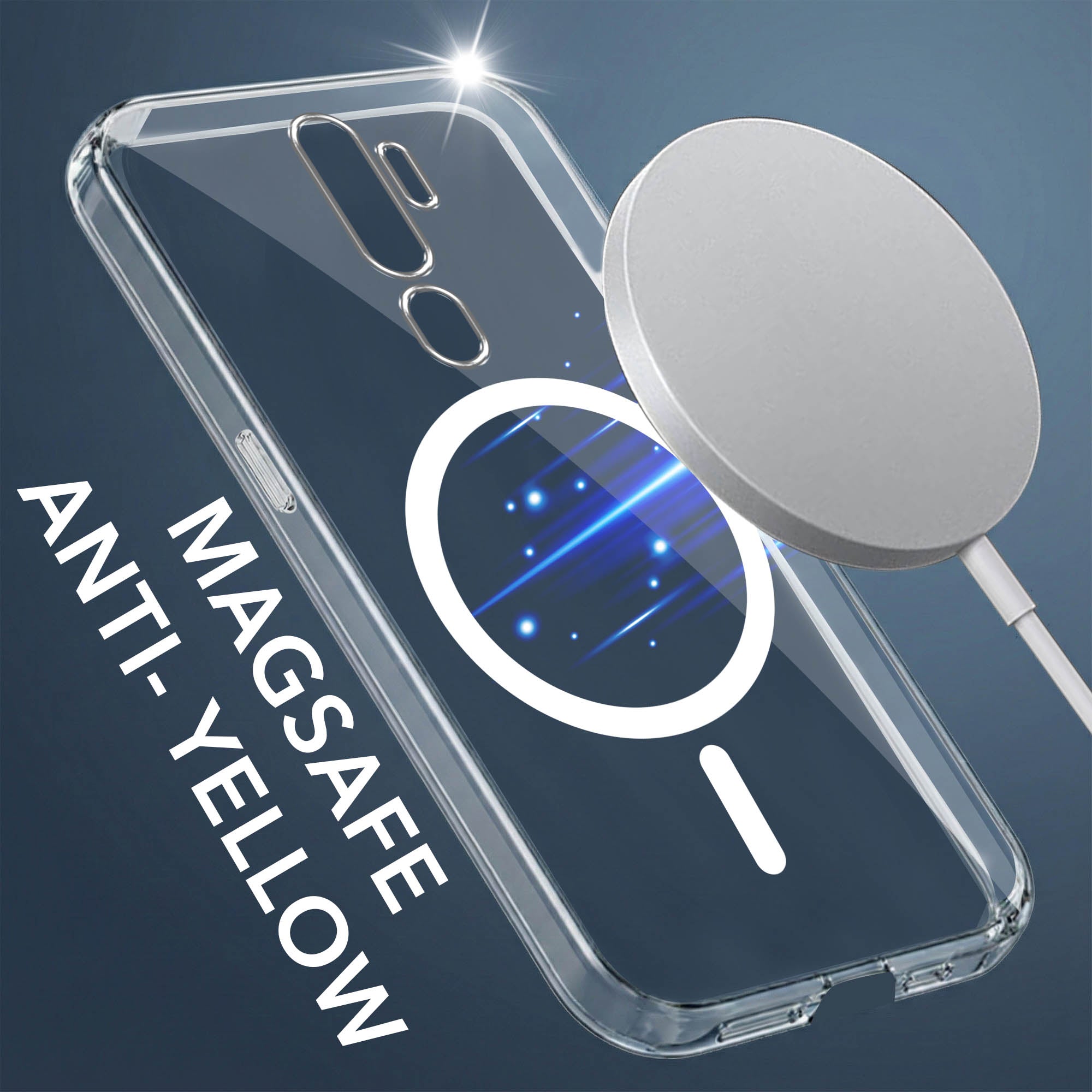 For Oppo A5 (2020) | A9 (2020) Back Cover Case Lifetime Anti-Yellow MagSafe Compatible Clear (Sleek Hard Crystal | Shockproof and Camera Protection)