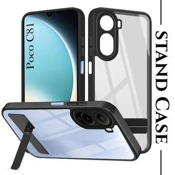 For Poco C81 5G Back Cover Case (Built-in Stand | Lifetime Anti Yellow | Kickstand Shockproof | Camera Protection | MagSafe Compatible)