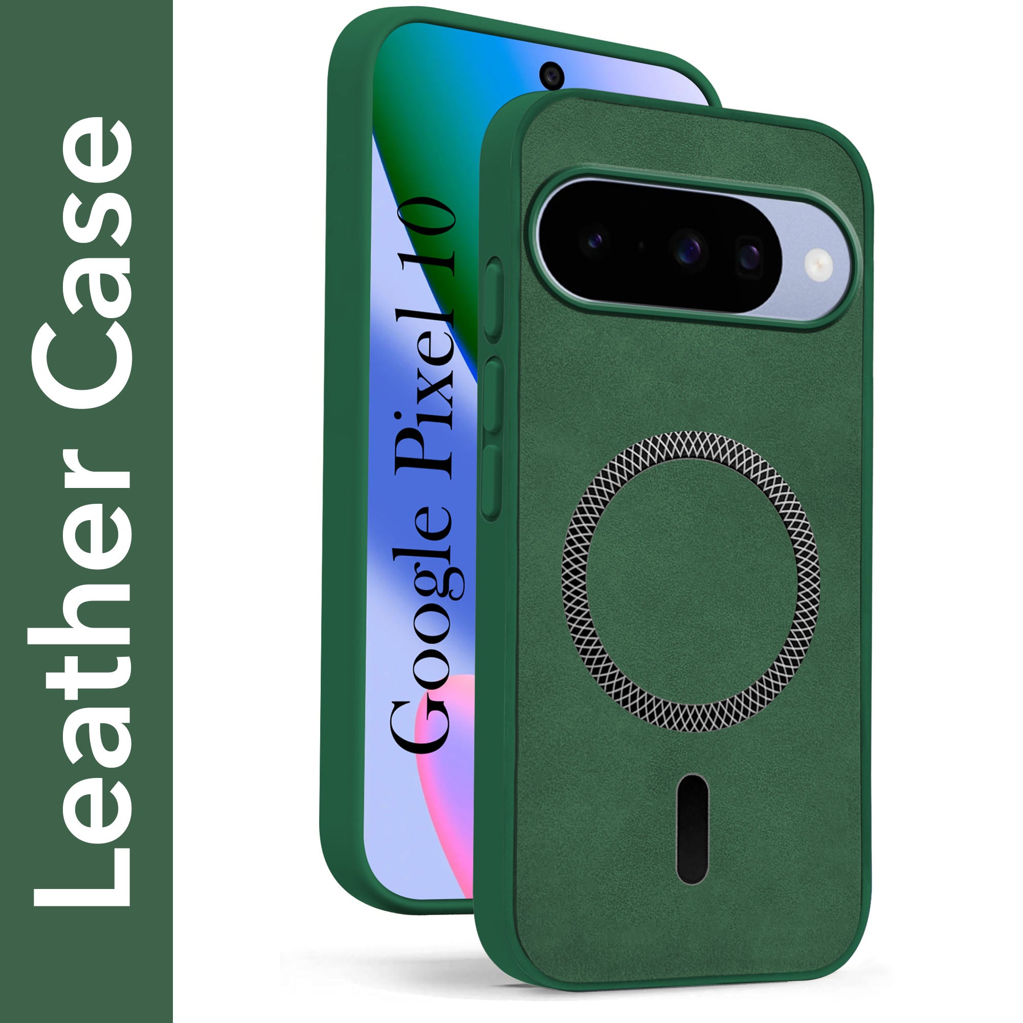 For Google Pixel 10 Back Cover Case Leather Finish (MagSafe Compatible Wireless Charging | Soft Touch | Camera Bump Protection)