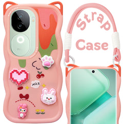 For Vivo iQOO Z9s Back Case Cover Strap (3D embossed Figures | Strap Holder | 360* Soft Cushion with Camera Bump)