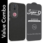 For Vivo V50 | Vivo V50e Combo with Back Cover and 9H Tempered Glass (Liquid Silicone | Camera Protection | Oleophobic Coating Screen Glass)