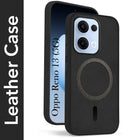 For Oppo Reno13 5G | Oppo Reno 13 5G Back Cover Case Leather Finish (MagSafe Compatible Wireless Charging | Soft Touch | Camera Bump Protection)