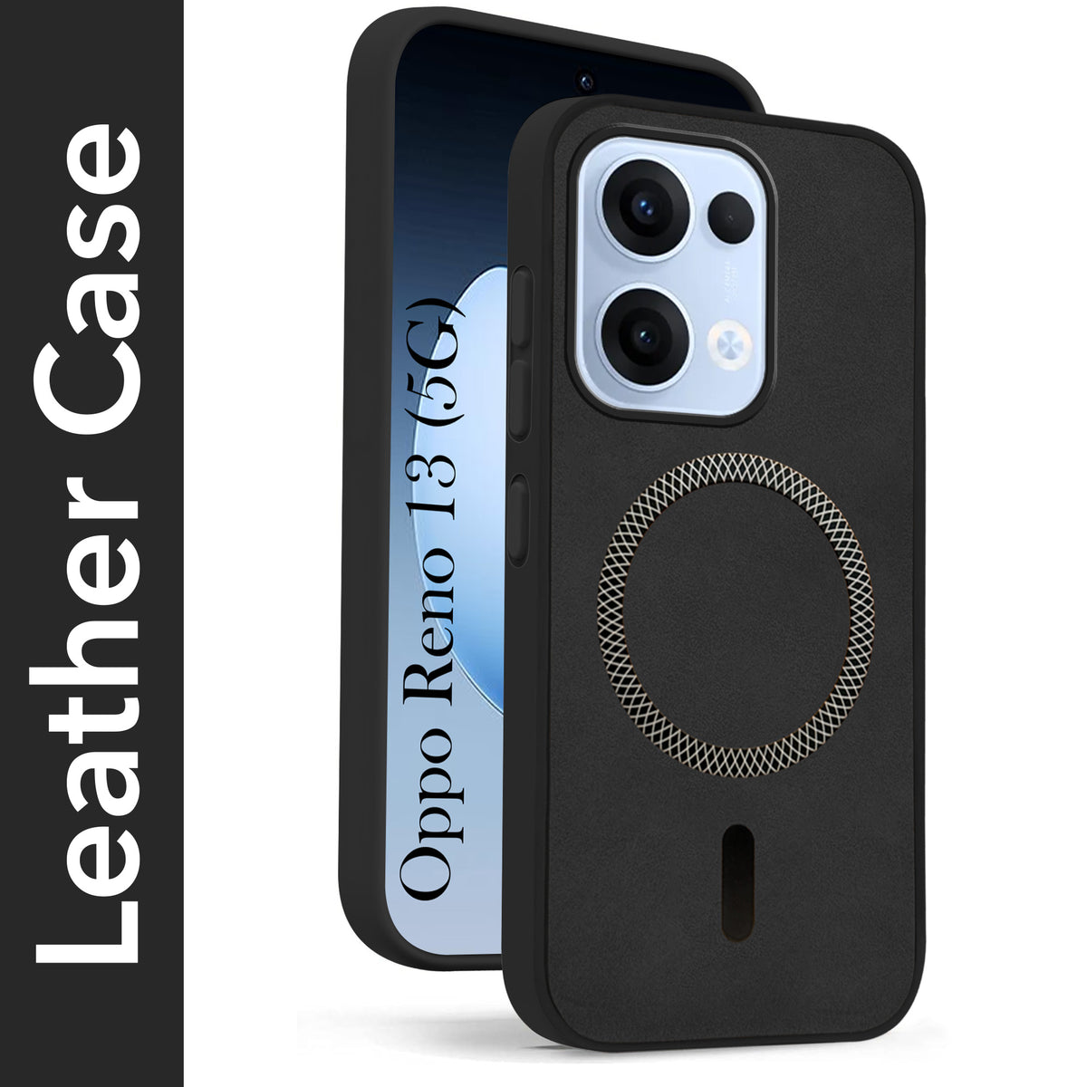 For Oppo Reno13 5G | Oppo Reno 13 5G Back Cover Case Leather Finish (MagSafe Compatible Wireless Charging | Soft Touch | Camera Bump Protection)