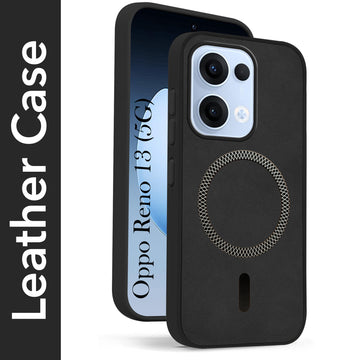 For Oppo Reno13 5G | Oppo Reno 13 5G Back Cover Case Leather Finish (MagSafe Compatible Wireless Charging | Soft Touch | Camera Bump Protection)