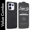 For Oppo Reno 16C 5G Combo with Back Cover and 9H Tempered Glass (Textured Grip Design | Micro-Fiber Cloth Inside | Oleophobic Coating Screen Glass)